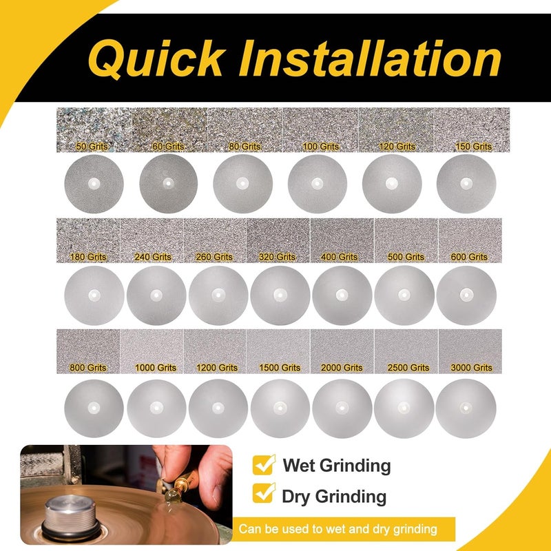 WorkBless 6-Inch Diamond Grinding Disc for Polishing, Sanding, Lapidary - 9 Grit (120 to 3000) - Flat Lap Disc for Glass, Stone, Metal, and Ceramic - Image 4